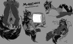  angry anthro bottomless clothed clothing computer dunewulff english_text female generation_3_pokemon grinding hair masturbation messy_hair messy_tail mightyena nintendo pillow pillow_humping pokemon pokemon_(species) pubes sketch_page solo text video_games 