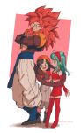  absurdres biceps body_fur bra_(dragon_ball) dragon_ball dragon_ball_gt father_and_daughter gogeta grandfather_and_granddaughter highres metamoran_vest monkey_boy monkey_tail muscular muscular_male pan_(dragon_ball) pants red_fur relio_db318 spiked_hair super_saiyan super_saiyan_4 tail white_pants 