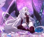  1569847238 1girl absurdres dragon_girl fairy_knight_lancelot_(fate) fairy_knight_lancelot_(third_ascension)_(fate) fate/grand_order fate_(series) highres long_hair looking_to_the_side pale_skin revealing_clothes solo very_long_hair white_hair wings yellow_eyes 