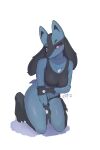 absurd_res anthro blue_body blush breasts cokedoggy female generation_4_pokemon hi_res looking_at_viewer lucario nintendo pokemon pokemon_(species) red_eyes simple_background solo video_games white_background 