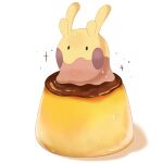  alternate_color animal_focus artist_name closed_mouth colored_skin commentary_request food goomy highres iwasi_29 no_humans pokemon pokemon_(creature) pudding shiny_pokemon simple_background solid_oval_eyes sparkle twitter_username white_background yellow_skin 