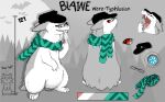 absurd_res blaine clothing eyewear generation_2_pokemon glasses hat headgear headwear hi_res mammal model_sheet mustelid nintendo pokemon pokemon_(species) resachii sachii scarf typhlosion