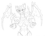 3_fingers alternate_species anthro bald bare_shoulders big_breasts black_and_white bottomless breasts claws clenched_teeth clothed clothing crown dragon erect_nipples eyelashes eyes_closed female finger_claws fingers forehead_gem front_view hair hasbro headgear horn huge_breasts ivanks long_neck machine membrane_(anatomy) membranous_wings metal metal_scales metal_wings metallic_body mid_transformation miko_nakadai monochrome mostly_nude navel nipples non-mammal_breasts non-mammal_nipples ponytail predacon reptile robot scales scalie sharp_teeth shirt simple_background sketch snout solo species_transformation standing t-shirt takara_tomy tearing_clothing teeth topless topwear torn_clothing transformation transformation_through_technology transformers transformers:_prime transformers_aligned_continuity white_background wings