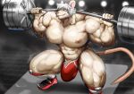 2024 abs anthro areola barazoku barbell biceps big_bulge big_muscles big_pecs bodily_fluids bulge claws clenched_teeth clothed clothing crouching deltoids detailed_bulge exercise eyewear footwear fur genitals glasses hair hi_res huge_bulge huge_muscles huge_thighs humanoid_genitalia humanoid_penis inside jockstrap jockstrap_only knee_highs knee_pads knee_socks legwear magangz male mammal manly motion_lines mouse murid murine muscular muscular_anthro muscular_male navel nipples pecs penis penis_base quads rodent shoes socks solo squats sweat teeth thick_arms thick_thighs topless topless_anthro topless_male tuft underwear underwear_only vein veiny_muscles weightlifting workout