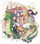  2024 6+girls aqua_eyes black_hair blonde_hair blue_eyes blue_hair brown_hair demon_horns dragon fairy genjitsu_no_yohane glasses grey_hair highres holding holding_staff holding_wrench horns kunikida_hanamaru kurosawa_dia kurosawa_ruby long_hair love_live! love_live!_sunshine!! matsuura_kanan multiple_girls new_year ohara_mari one_eye_closed orange_eyes orange_hair purple_eyes red_eyes red_hair sakurauchi_riko short_hair staff takami_chika tokira_nozumi tsushima_yoshiko watanabe_you wrench 