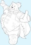 anthro boots canid canine canis clothing cravat dancing domestic_dog eyebrows footwear formal_clothing formal_wear hi_res lifewonders line_art live_a_hero male mammal nikukyu299paw nordic_sled_dog one_eye_closed overweight samoyed smile solo spitz thick_eyebrows topknot wink yohack