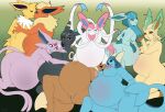 5_fingers anthro anthrofied anus areola artist_name belly big_belly big_breasts black_eyes black_nose black_sclera blue_body blue_hair blue_sclera blue_tail blush breast_grab breasts brown_body brown_eyes brown_fur brown_sclera brown_tail eevee eeveelution espeon eyebrows eyelashes eyes_closed female fingers flareon fur generation_1_pokemon generation_2_pokemon generation_4_pokemon generation_6_pokemon genitals glaceon group hair hand_on_breast hand_on_own_belly hi_res huge_belly jolteon kissing kneeling leafeon looking_at_viewer lying multicolored_body multicolored_fur nintendo nipples nude on_back orange_body orange_fur pink_areola pink_body pink_fur pink_nipples pokemon pokemon_(species) pregnant purple_body purple_fur purple_sclera purple_tail pussy red_sclera spread_legs spreading sylveon tail tan_body tan_fur tauttum umbreon vaporeon white_body white_eyes white_fur yellow_body yellow_fur