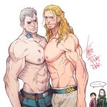  ... 4boys abs arms_at_sides bara beard_stubble belt blonde_hair blush bryan_fury character_request chibi chibi_inset cowboy_shot deformed double_chin large_pectorals long_hair male_focus mature_male multiple_boys muscular muscular_male mustache_stubble navel neck_tattoo nipples pale_skin pectoral_docking pectoral_press pectorals scar short_hair shy sideburns tattoo tekken thor_(marvel) topless_male white_hair yi_lee 