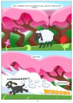 absurd_res bovid caprine dust_cloud flower forest grass hi_res mammal narration petals plant rose_(flower) sheep travis_the_dragon travis_the_dragon_dimension_ride_(comic_series) tree whooshing