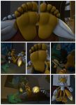2023 3d_(artwork) 5_fingers 5_toes anthro barefoot bed blue_body blue_fur border brown_floor brown_wall canid canine canis clothing comic digital_media_(artwork) duo eyewear fan_character feet fingerless_gloves fingers floor fluffy fluffy_tail foot_fetish foot_focus foot_grab foot_sniffing fox fur furniture glasses gloves gloves_only handwear handwear_only hi_res hypnosis hypnotic_eyes inside lying lying_on_bed male male/male mammal miles_prower mind_control mostly_nude multicolored_body multicolored_fur neil_the_wolf on_back on_bed orange_body orange_fur painting prometheusn4 sega six_frame_image sniffing soles sonic_the_hedgehog_(series) standing tail toes two_tone_body two_tone_fur wall_(structure) white_body white_border white_clothing white_fur white_gloves white_handwear wolf yellow_clothing yellow_gloves yellow_handwear