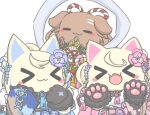  &gt;_&lt; :3 :d animalization belt black_sash blue_belt blue_kimono closed_eyes closed_mouth dog flower fuwawa_abyssgard fuwawa_abyssgard_(dog) fuwawa_abyssgard_(new_year) hair_flower hair_ornament hololive hololive_english inugami_korone inugami_korone_(dog) inugami_korone_(new_year) japanese_clothes kimono mococo_abyssgard mococo_abyssgard_(dog) mococo_abyssgard_(new_year) obi official_alternate_costume pink_belt pink_kimono sash smile virtual_youtuber white_background yuuji_(sdcg00) 