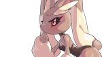  2022 anthro black_clothing black_sclera blush breasts brown_body brown_ears brown_fur brown_tail clothed clothing drunk_oak eyebrows female fur generation_4_pokemon hi_res lopunny multicolored_body multicolored_ears multicolored_fur nintendo pokemon pokemon_(species) red_eyes two_tone_body two_tone_ears two_tone_fur video_games 