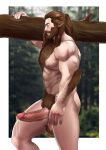  1boy abs absurdres animal_ears back_hair bara beard blush carrying_over_shoulder carrying_tree completely_nude conrad_(getonjbart) cum cumdrip erection excessive_pubic_hair facial_hair feet_out_of_frame fingernails from_side getonjbart girthy_penis hairy highres large_pectorals large_testicles long_hair looking_at_viewer male_focus monster_boy muscular muscular_male navel navel_hair nipples nude original pectorals penis profile pubic_hair sharp_fingernails sideways_glance solo stomach testicles thick_arm_hair thick_beard thick_chest_hair thick_eyebrows thick_mustache thick_navel_hair thick_testicle_hair thick_thighs thighs uncensored very_hairy walking werewolf wolf_ears woodcutter 