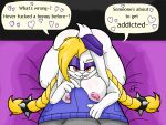  anthro bed big_breasts big_butt blonde_hair bomba_world12 breasts broodal buckteeth bulge bulge_rubbing butt duo female furniture hair hariet_(mario) hi_res lagomorph leporid licking licking_lips licking_own_lips male male/female mammal mario_bros nintendo on_bed rabbit self_lick super_mario_odyssey teeth tongue tongue_out video_games white_body 