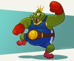87octane anthro biped boxing_gloves cc-by-nc-nd clothed clothing creative_commons crown donkey_kong_(series) green_body handwear headgear king_k._rool kremling male nintendo open_mouth open_smile scalie sharp_teeth smile solo teeth tongue tongue_out