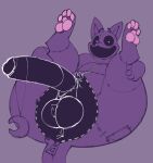 anthro anus balls big_balls big_butt big_penis black_eyes butt catnap_(poppy_playtime) crescent_moon critters_(poppy_playtime) domestic_cat felid feline felis fur genitals glistening hi_res jewelry male mammal moon necklace paws penis poppy_playtime pose presenting presenting_hindquarters pupils purple_body purple_fur simple_background smile solo stitch_(sewing) sushiamazing tail thick_thighs tongue white_pupils wide_hips