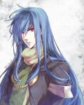  1boy artist_name blue_hair closed_mouth dias_flac long_hair looking_at_viewer male_focus minazuki_kurisu red_eyes solo star_ocean star_ocean_the_second_story 