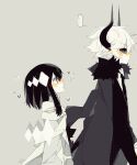  1boy 1girl cape coat couple demon demon_horns dress etihw_(haiiro_teien) funamusea fur-trimmed_coat fur_trim haiiro_teien horns kcalb_(haiiro_teien) mine sakiroll 