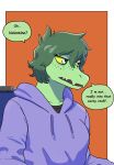 2024 absurd_res anthro baryonyx border clothing dialogue digital_drawing_(artwork) digital_media_(artwork) dinosaur disability english_text eyelashes female freckles green_body green_hair green_scales grey_eyes hair hi_res holidays hoodie i_wani_hug_that_gator no2r0066 olivia_halford orange_background paraplegic reptile scales scalie short_hair simple_background sitting snout solo spinosaurid talking_to_viewer text theropod topwear valentine&#039;s_day wheelchair white_border yellow_sclera