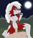 absurd_res anthro anthro_penetrated bodily_fluids breasts claws collar cowgirl_position duo female female_on_top from_front_position generation_7_pokemon genital_fluids genitals hi_res human human_on_anthro human_penetrating interspecies lycanroc male male/female mammal midnight_lycanroc moon nintendo on_bottom on_top outside penetration penile penile_penetration penis penis_in_pussy pokemon pokemon_(species) pussy roguecolonel303 sex tongue vaginal vaginal_fluids vaginal_penetration