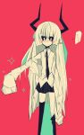  1girl blush collared_shirt demon demon_horns funamusea genderswap genderswap_(mtf) haiiro_teien horns kcalb_(haiiro_teien) looking_at_viewer sakiroll shirt skirt white_hair 