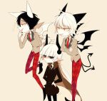  1girl 2boys animal_ears animal_hands arbus ater black_hair cat_ears demon_girl demon_horns demon_wings funamusea genderswap genderswap_(ftm) genderswap_(mtf) horns kcalb_(haiiro_teien) multiple_boys sakiroll uniform white_hair wings 