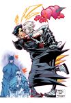  1girl 1other 2boys batman batman_(series) cape character_request comic_cover commentary couple dc_comics english_commentary father_and_son femdom heart highres kiss multiple_boys robin_(dc) scared sweatdrop western_comics_(style) white_background williamson_josh 