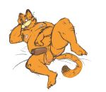 anthro balls berchbark felid fur garfield_(series) garfield_the_cat genitals hi_res male mammal orange_body orange_fur penis simple_background solo tail