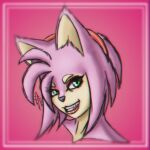 absurd_res amy_rose anthro chatow_ead eulipotyphlan eyelashes eyeliner female fur green_eyes hair hedgehog hi_res makeup mammal pink_body pink_ears pink_fur pink_hair sega simple_background solo sonic_the_hedgehog_(series)