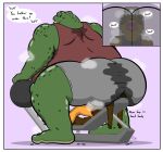 absurd_res amphibian anthro big_butt bodily_fluids butt canid canine comic duo facesitting frog gym hi_res humanoid korro_(solokorro) kota_(solokorro) leg_press male male/male mammal meme overweight overweight_anthro overweight_male raccoon_dog sitting_on_another size_difference smothering solokorro sweat sweaty_butt tanuki toad_(frog)