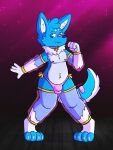  anthro band-aid band-aid_on_nose bandage belly_dancer bottomwear bulge butt canid canine canis clothed clothing dancing egyptian fangs fur genitals girly harem_outfit hi_res legwear looking_at_viewer male mammal sextember smile solo thong underwear wolf wolfyzeeb zeeb_wolfy 