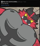 anthro barazoku felid generation_7_pokemon incineroar male mammal moobs nintendo nipples pantherine pecs pokemon pokemon_(species) pov_pecjob salsa_squad slsa_squad solo tiger