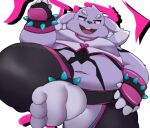 2024 anthro belly big_belly clothed clothing feet hi_res kemono kusosensei lagomorph leporid male mammal navel open_mouth overweight overweight_male purple_body rabbit simple_background solo tokki
