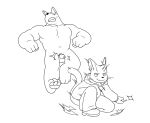 4_fingers anthro balls biped canid canine chastity_cage chastity_device clothed clothing domestic_cat duo felid feline felis fingers genitals hi_res hoodie key male male/male mammal monochrome tail topwear whiskers witherrose1