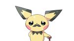  2022 anthro black_body black_ears black_mustache cheek_spots drunk_oak facial_hair generation_2_pokemon hi_res holding_object looking_at_viewer mustache narrowed_eyes nintendo pichu pokemon pokemon_(species) solo video_games yellow_body yellow_ears 