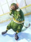 2024 anthro armor biped brown_body brown_fur clothed clothing distracting_watermark fur headgear helmet hi_res hockey hockey_stick mammal murid murine nejumipro pink_nose rat rodent sample solo sport watermark