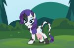 absurd_res badumsquish blue_eyes blue_eyeshadow bovid bovine cattle cutie_mark eyeshadow female friendship_is_magic grass hasbro hi_res horn looking_at_viewer makeup mammal my_little_pony plant raricow_(mlp) rarity_(mlp) shrub solo teats tree udders