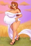  accessory anthro big_breasts blyzzarde breasts canid canine disney female flower flower_in_hair flowing_clothing goof_troop hair hair_accessory hand_behind_head hand_on_hip hi_res huge_breasts mammal plant pregnant pregnant_female roxanne_(goof_troop) solo 