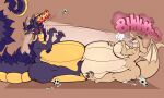 2023 absurd_res akira_(awoogasm) anthro asian_mythology awoogasm belly big_belly bone breasts burping burping_up_bones burping_up_object burping_up_skull digital_media_(artwork) dragobold_(evergreenplate) dragon duo east_asian_mythology eastern_dragon female fur hair hi_res hit_in_face horn male mammal mythological_creature mythological_scalie mythology onomatopoeia open_mouth overweight purple_body rumbling_stomach scalie simple_background sitting skull sound_effects tan_body tears_of_pain text tongue touching_bellies vore wings