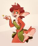  2024 4_fingers activision anthro brown_body brown_fur butt clothing deer elora faun_(spyro) female fingers fur glistening glistening_butt green_eyes hair hand_on_hip hi_res kyuuoku leaf_clothing looking_at_viewer mammal open_mouth scut_tail short_hair short_tail solo spyro_the_dragon star tail tan_body tan_fur 