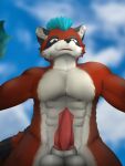 anthro eric_myval first_person_view genitals hi_res male mammal negima_play penis procyonid raccoon rory_vwv solo
