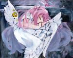  angel_wings blue_archive halo highres low_wings meliach mika_(blue_archive) pink_hair pink_halo white_wings wing_ornament wings 