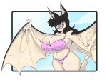  animal_ears animal_humanoid bat bat_humanoid big_breasts black_body black_fur black_hair blush blush_lines breasts cleavage clothed clothing female fur hair hair_over_eyes huge_breasts humanoid long_hair lylei mammal mammal_humanoid membrane_(anatomy) membranous_wings navel open_mouth open_smile pink_clothing pink_swimwear sharp_teeth slightly_chubby smile solo swimwear tan_body tan_skin teeth thick_thighs wide_hips william_windham winged_arms wings 