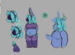  anthro antlers balls blue_body blue_fur blue_hair clothed clothing digital_media_(artwork) erection explicit fur genitals hair hi_res horn jackalope lagomorph machine mad-depot male mammal mask model_sheet moobs nude overweight partially_clothed penis robot slightly_chubby solo 
