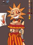  2023 5_fingers absurd_res animatronic artist_name beanontoast big_breasts breasts brown_body cleavage clothed clothing crop_top crossgender curvy_figure daycare_attendant_(fnaf) digital_drawing_(artwork) digital_media_(artwork) eyelashes eyes_closed female fingers five_nights_at_freddy&#039;s five_nights_at_freddy&#039;s:_security_breach for_a_head hi_res humanoid machine mtf_crossgender multicolored_body object_head object_humanoid off_shoulder patreon patreon_logo robot robot_humanoid scottgames segmented_arms shirt simple_background smile solo steel_wool_studios sun_(fnaf) topwear twitter twitter_logo two_tone_body watermark yellow_body 