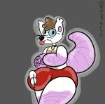  anthro brown_hair collar eyewear glasses hair inflatable looking_at_viewer male mammal mouse murid murine pool_toy robbie_the_mouse rodent rubber rubber_creature rubyartz solo thick_thighs tongue tongue_out 