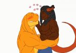  &lt;3 4_ears aasimar anthro back_muscles bangaa biceps blush brown_body colored dreadlocks duo embrace eyes_closed final_fantasy horn hug humanoid humanoid_pointy_ears lifting_another locke_(spoongod) male male/male married_couple multi_ear muscular muscular_male orange_body simple_background size_difference smile spoongod square_enix teeth vein video_games white_background 