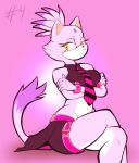  2022 accessory anthro belt blaze_the_cat bottomwear breasts clothing crop_top crossed_arms cuff_(restraint) digital_drawing_(artwork) digital_media_(artwork) domestic_cat felid feline felis female frown hair_accessory hair_tie hi_res hotpants junkedart leg_over_thigh mammal maydendressup midriff necktie portrait purple_body restraints sega shirt shorts solo sonic_the_hedgehog_(series) topwear wrist_cuffs yellow_eyes 