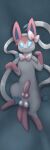  absurd_res accessory animal_genitalia animal_penis balls canid canine canine_penis colored demon_ascended_(artist) digital_drawing_(artwork) digital_media_(artwork) eeveelution erection feral fur generation_6_pokemon genitals hair hair_accessory hair_ribbon hi_res knot looking_at_viewer male mammal nintendo nude penis pokemon pokemon_(species) ribbons shaded signature simple_background smile solo sylveon video_games white_body white_fur 