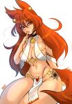  animal_humanoid bottomwear breasts choker clothed clothing female hair hi_res humanoid jewelry loincloth long_hair luvon necklace simple_background solo tattoo white_background 